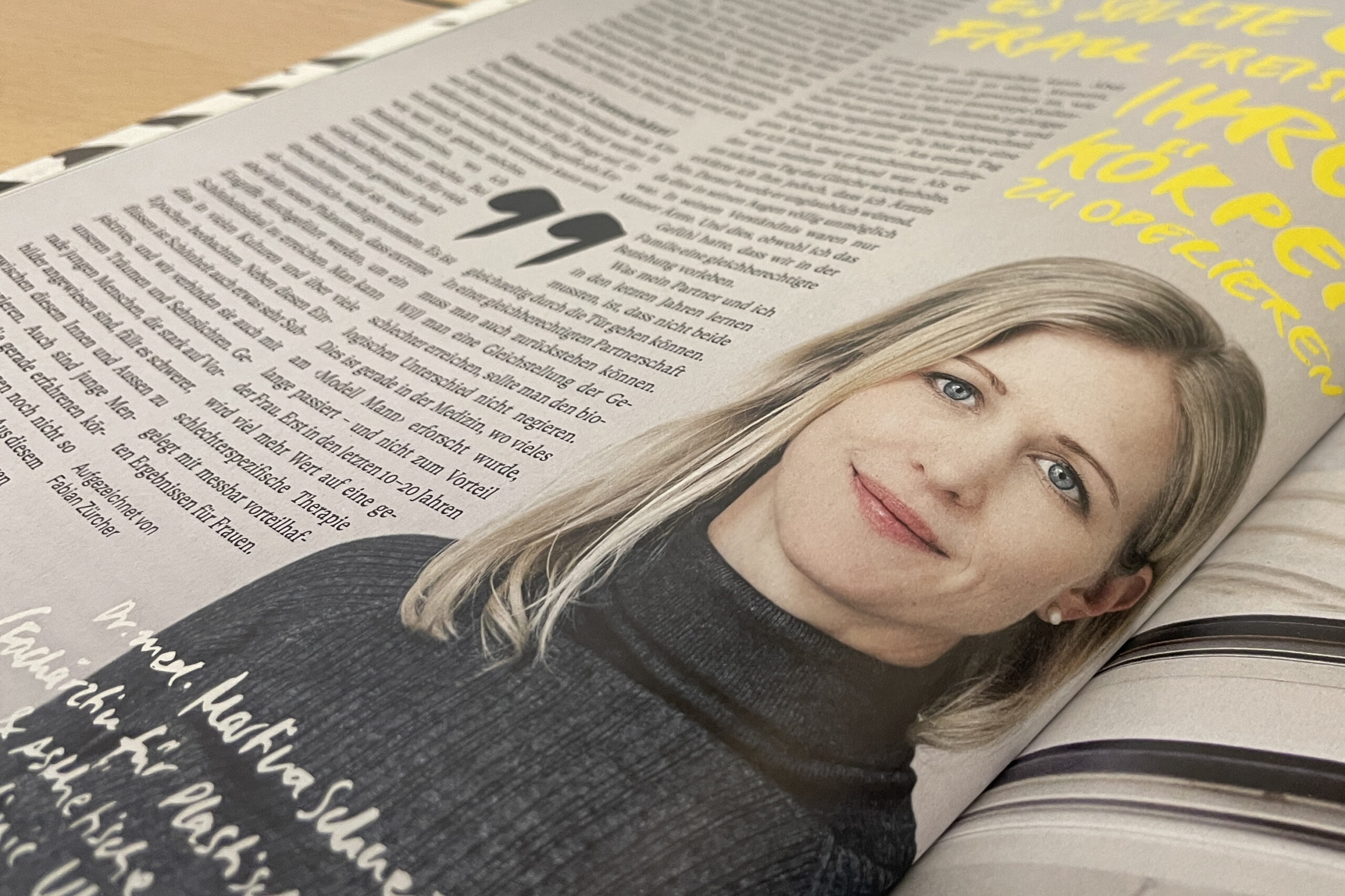 Ausschnitt Zeitschrift mit Dr. med. Martina Schneider